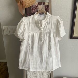 White Ruffled Cotton Peasant Top - NWT - The Mainstreet Exchange
